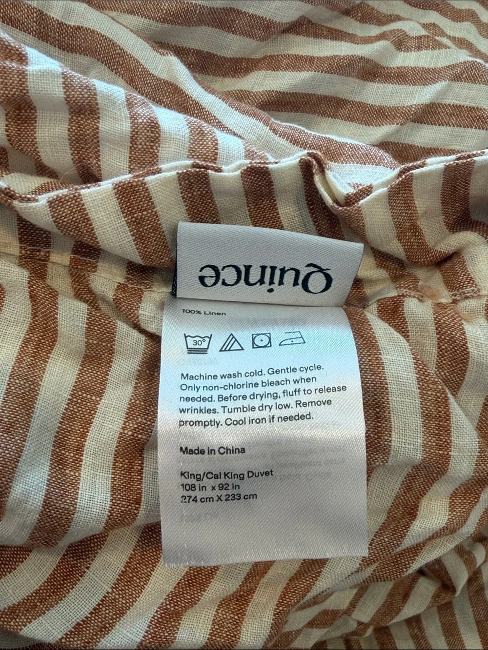 Quince European Linen Stripe Duvet Cover Terracotta white stripe